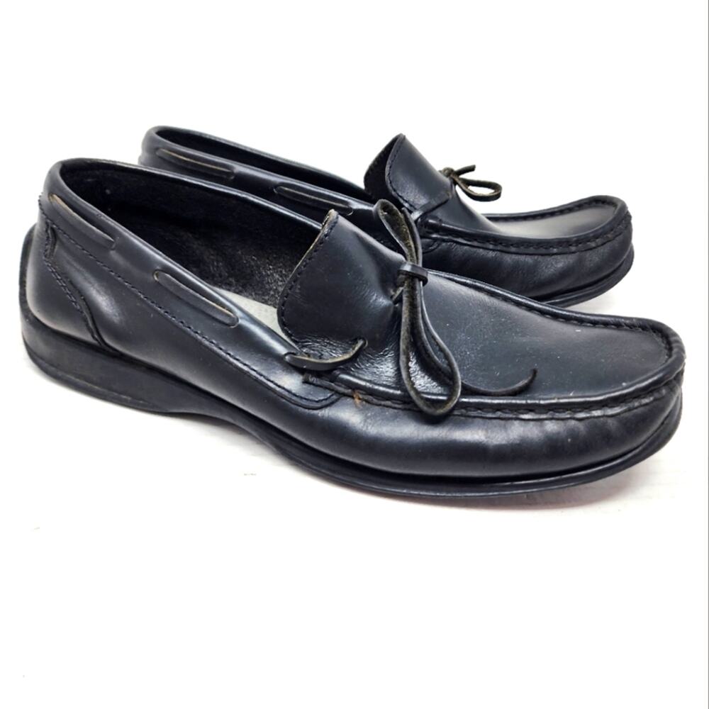 Manels Men's‎ Black Leather Loafers Vintage Leather Slipons Casual Gifts Size 7